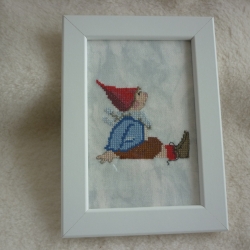 Stickbild Pelle im Holz-Bilderrahmen