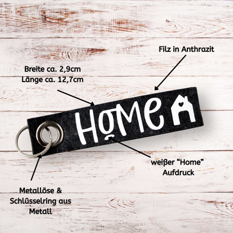 Schlüsselanhänger Filz Home – Geschenk zum Einzug