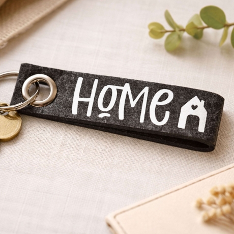 Schlüsselanhänger Filz Home – Geschenk zum Einzug