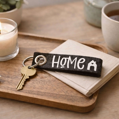 Schlüsselanhänger Filz Home – Geschenk zum Einzug