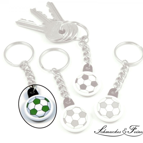 Schlüsselanhänger 25 mm Fußball grün, mit Kette