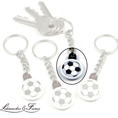 Schlüsselanhänger 25 mm Fußball schwarz, mit Kette