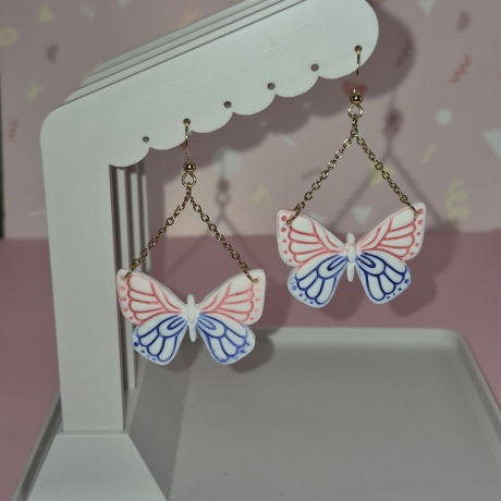 Zauberhafte Schmetterlings-Ohrhänger – Farb-Traum in Blau&Pink