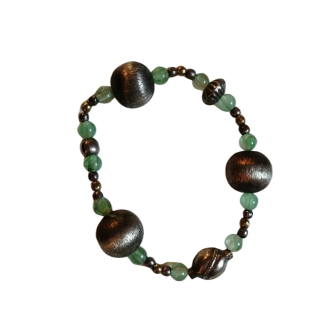 Armband, Perlenarmband, grün/silber
