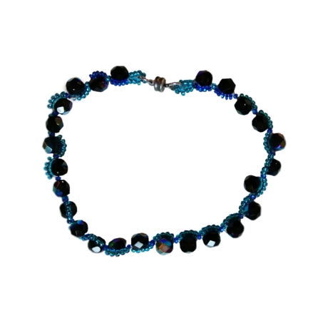 Armband, Perlenarmband türkis-blau
