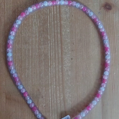 Kette, Perlenkette rosa pink weiß