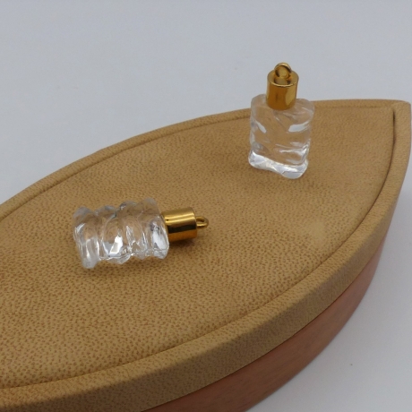 Schmuckanhänger, Flakon, transparent, gold, Acryl, Miniflasche