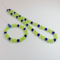 Schmuckset 1, Kette + Armband, grün blau,Perlen,Länge wählbar