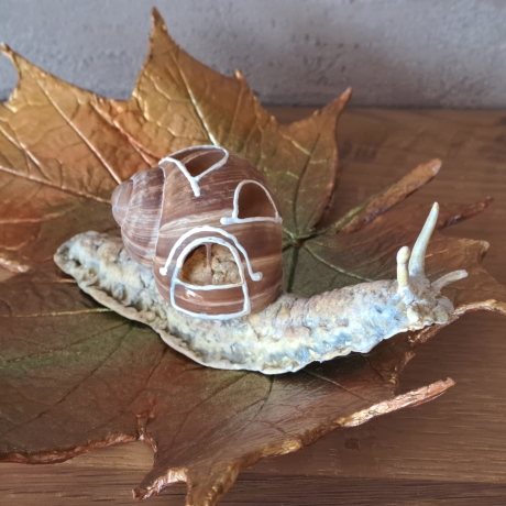 Schnecke mit Schneckenhäuschen Dekoration Unikat Weinbergschnecke