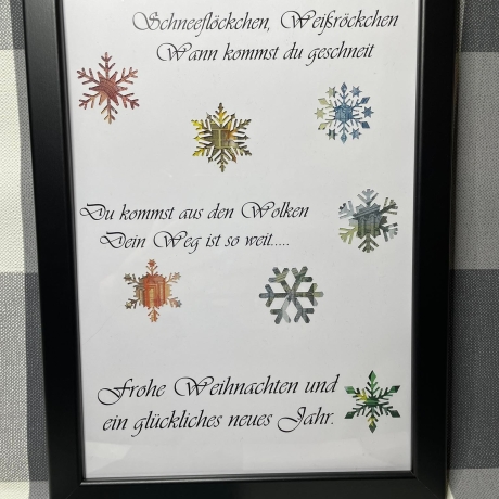 Geldgeschenk Bilderrahmen Weihnachten Schneeflöckchen DIN A4