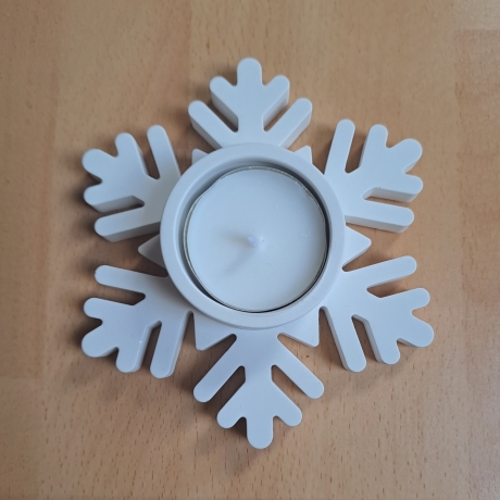 Teelichthalter , Schneeflocke,weiß, Keraflott