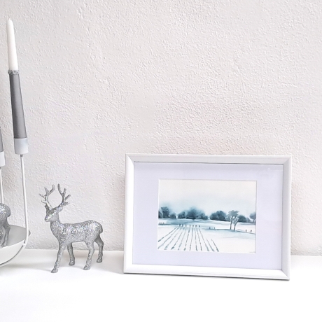 Bild Original Aquarell Winterlandschaft Wandbild Gemälde 32x23cm