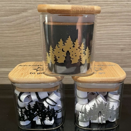 Adventskalender mit Sprüchen Glas Schneemann