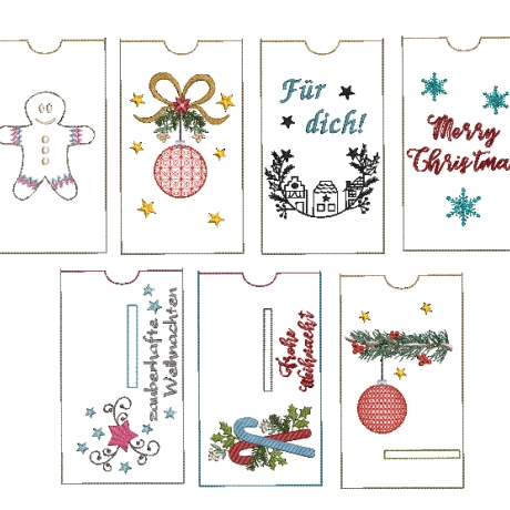 Stickdatei Schokohülle SET Weihnachten 7 Motive
