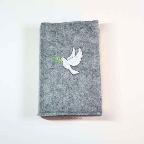 Gotteslobhülle grau mit weißer Taube