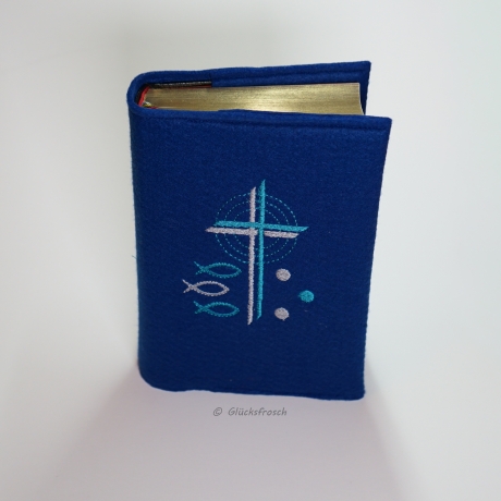 Gotteslobhülle mit 2 Kreuzen, 3 Fischen, Punkte 