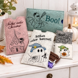 Stickdatei Schokohülle SET Halloween Gespenst mit kleinen Hüllen