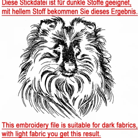Stickdatei Sheltie Mira Hund realistisch Collie