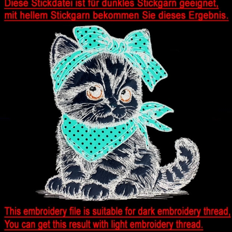 Stickdatei Applikation Katze Kitten Elke realistisch