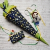 Schultüte/Stoffhülle Frösche blau/grün 70 cm