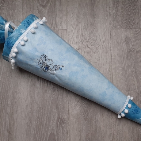 Schultüte/Stoffhülle Ella hellblau/blau 70 cm