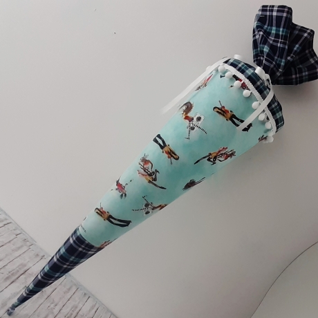 Schultüte/Stoffhülle Groovy Girls mint/kariert 70 cm