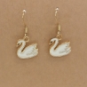 weißer Schwan Ohrringe Emaille Edelstahl Ohrhänger