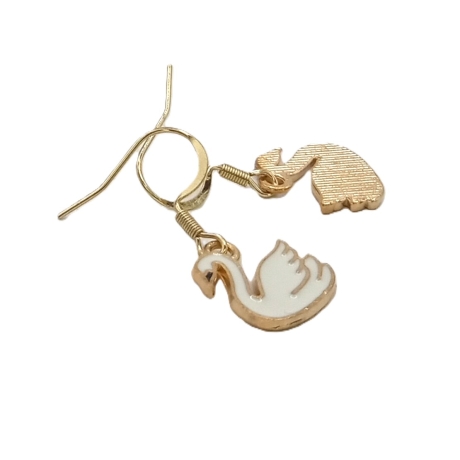 weißer Schwan Ohrringe Emaille Edelstahl Ohrhänger