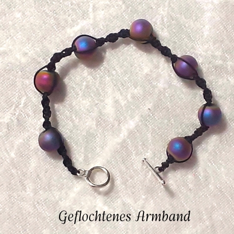 Armband Armreifen Schmuck schwarzer Regenbogen mit Makramee-Band
