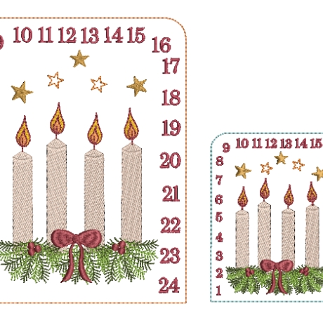 Stickdatei ITH Tischadventskalender Kerze 10x10cm Adventskalender