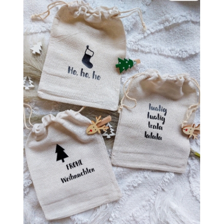 Leinensäckchen personalisiert Weihnachten 