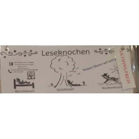 Leseknochen Nackenrolle mit Henkel Handmade Unikate 