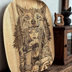 Fantasy Wanddeko I Mystisches Wolfs- Fantasymotiv 25,5 × 19 cm 