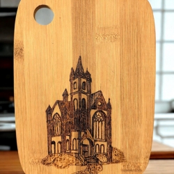  Frühstücksbrettchen I Baumbus mit Gotik-Motiv I  19x14 cm