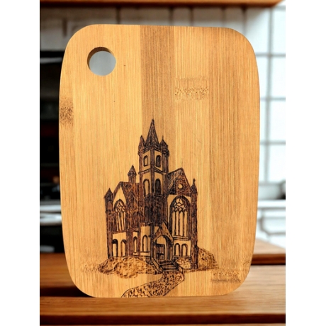  Frühstücksbrettchen I Baumbus mit Gotik-Motiv I  19x14 cm