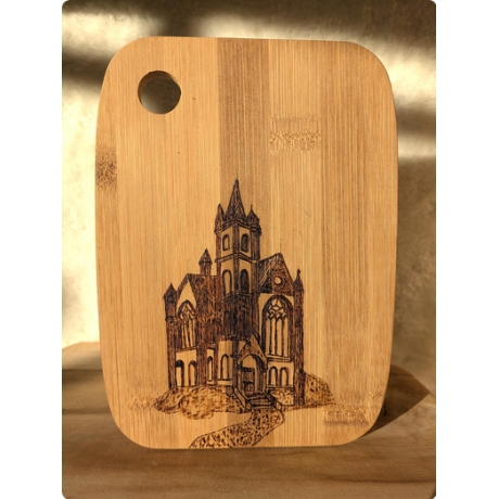  Frühstücksbrettchen I Baumbus mit Gotik-Motiv I  19x14 cm