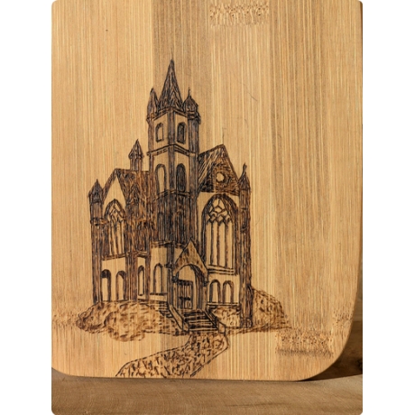  Frühstücksbrettchen I Baumbus mit Gotik-Motiv I  19x14 cm