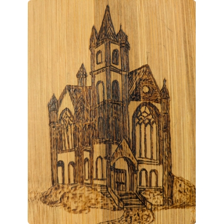  Frühstücksbrettchen I Baumbus mit Gotik-Motiv I  19x14 cm