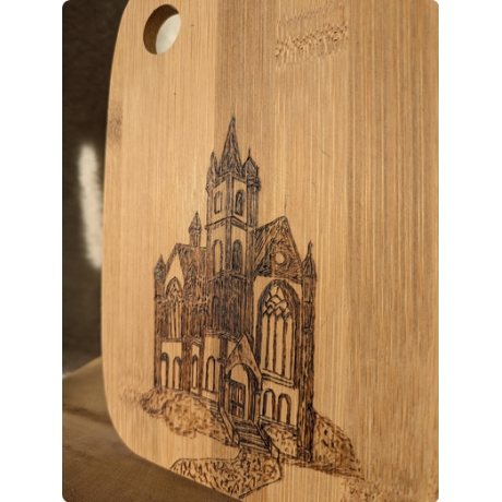  Frühstücksbrettchen I Baumbus mit Gotik-Motiv I  19x14 cm