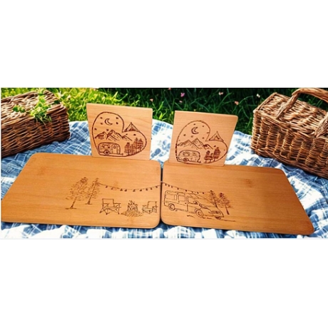 Camping-Holzset (4-teilig) I Unikat für Camping- & Vanlife-Fans