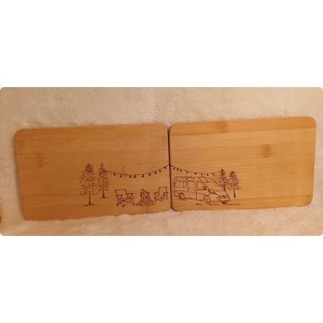 Camping-Holzset (4-teilig) I Unikat für Camping- & Vanlife-Fans