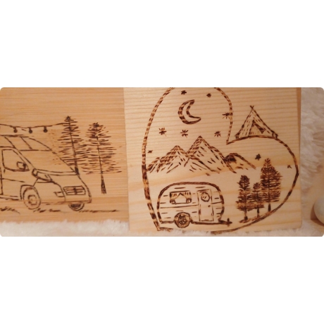 Camping-Holzset (4-teilig) I Unikat für Camping- & Vanlife-Fans