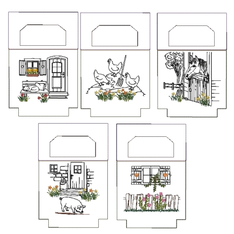Stickdatei ITH 20x30cm Klammersack 5 Motive Landleben + blanko 