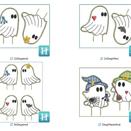 ITH LED Stickdatei Stiftetopper Gespenster Halloween Geist