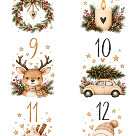 Adventskalender DIY–24 Weihnachtsmotive PDF | DIY Druckvorlage