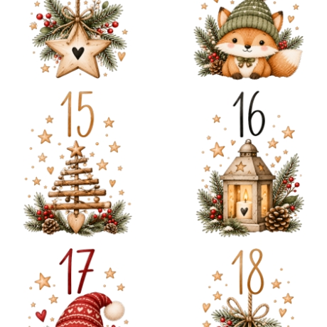Adventskalender DIY–24 Weihnachtsmotive PDF | DIY Druckvorlage