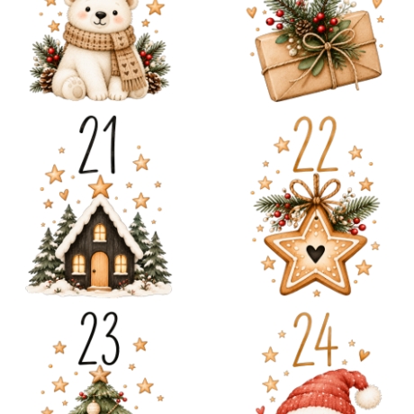 Adventskalender DIY–24 Weihnachtsmotive PDF | DIY Druckvorlage