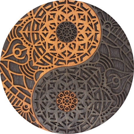 Holzanhänger Blattform Ying Yang