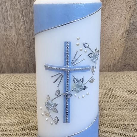 Patenkerze - Silber marmoriert 15x6 - verschiedenen Farben -