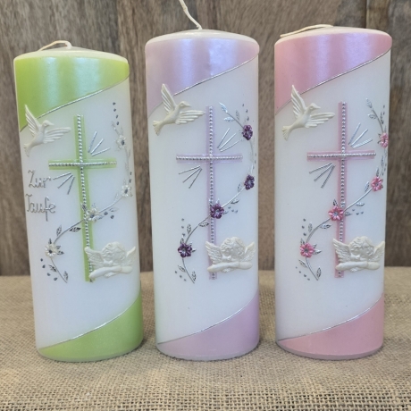 Taufkerze Perlmutt 20x7 - verschiedene Farben
